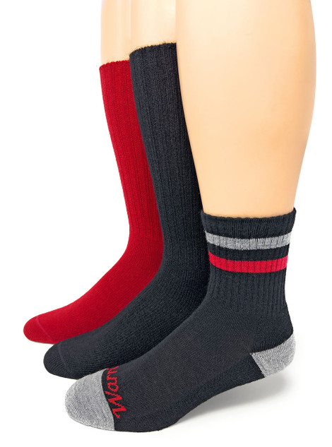 All three Krampus Sock Box alpaca socks displayed on foot forms side by side showing fit and texture