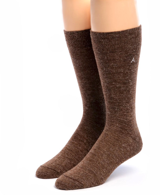 Men's Boardroom Trouser Alpaca Crew Socks Front View Walnut.