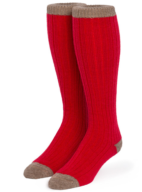 Long John Colorblock Alpaca Boot Socks - Unisex, Front View.