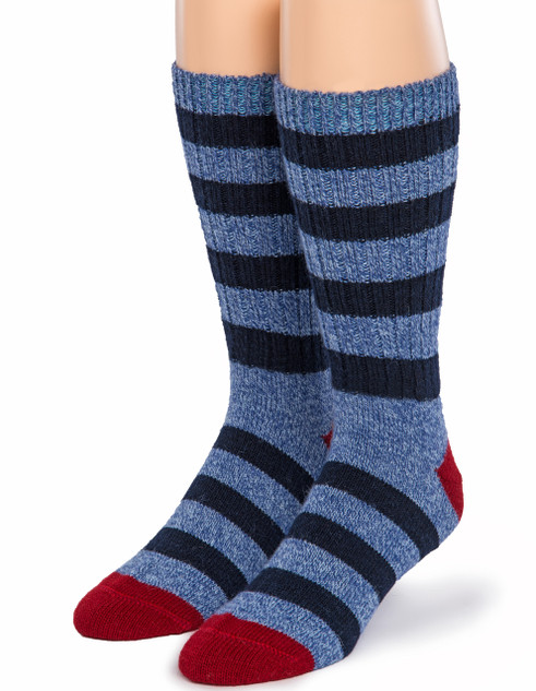 Old School Athletic Stripe Alpaca Crew Socks
 - Front.