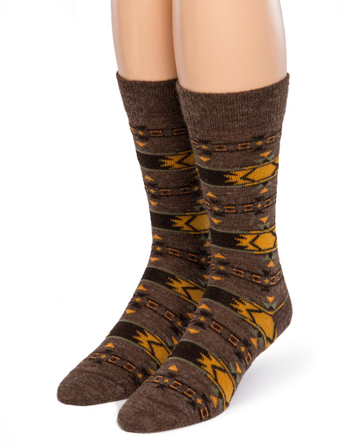 Desert Geo Patterned Alpaca Crew Socks - front.