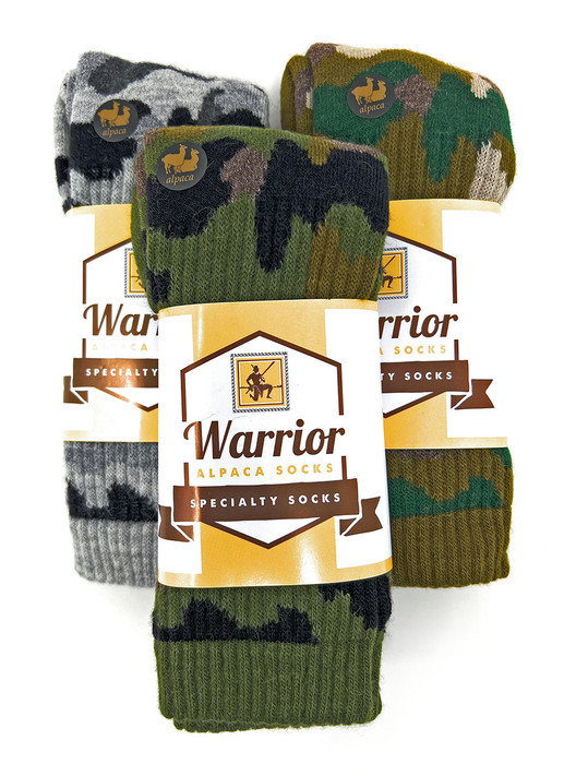 Warrior Alpaca Hunting Socks - 3 Pack, Multi Camo, main image.