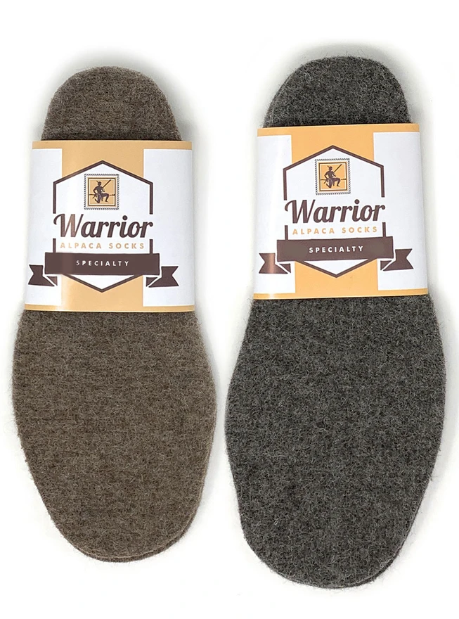 Felted Alpaca Insoles & Liners for Shoes & Boots
Brown, Grey