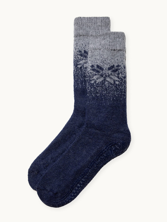 Toasty Toes Ultimate® Grippy Alpaca Socks in navy snowflake
