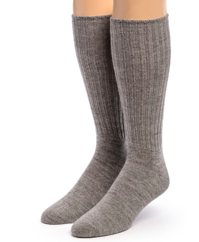 Ribbed Casual Alpaca Socks -Front Natural Flannel Gray.