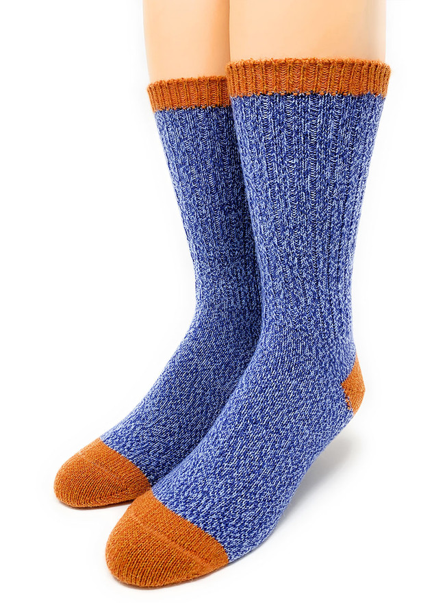 Warrior Alpaca Base Camp Hiking Socks, Main Orange/Blue.