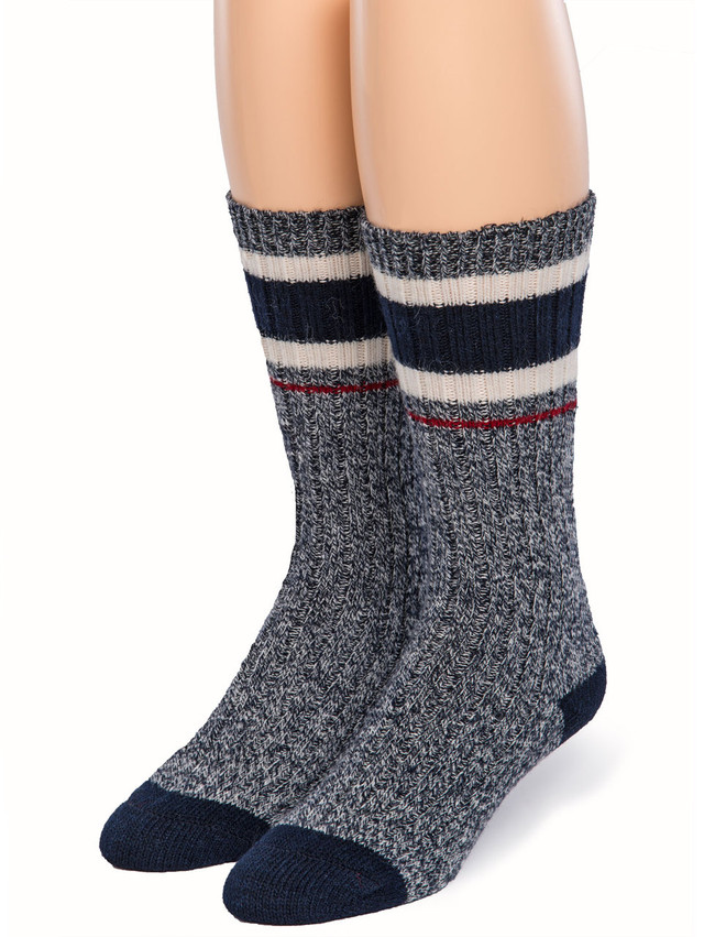 Old School Athletic Stripe Alpaca Crew Socks - Front.