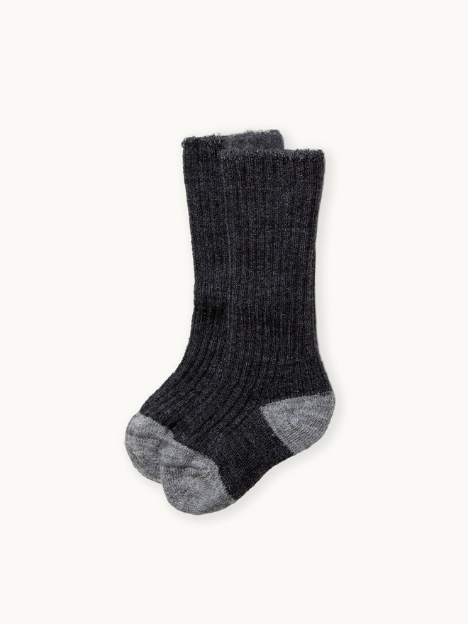 Infant & Toddler Colorblock Everyday Ribbed Alpaca Socks Dye-Free in cinder
