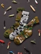 Camouflage Hunting Alpaca Crew Socks in green, multi and arctic flatlay
