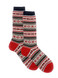 Snozone Nordic Patterned Alpaca Crew Socks Flat - Red Nordic