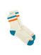 Warrior Alpaca Socks Retro Athletic Quarter Crew Alpaca Socks with grippy bottoms, flat.