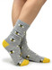 Bee Happy Grey Crew Alpaca Socks on feet