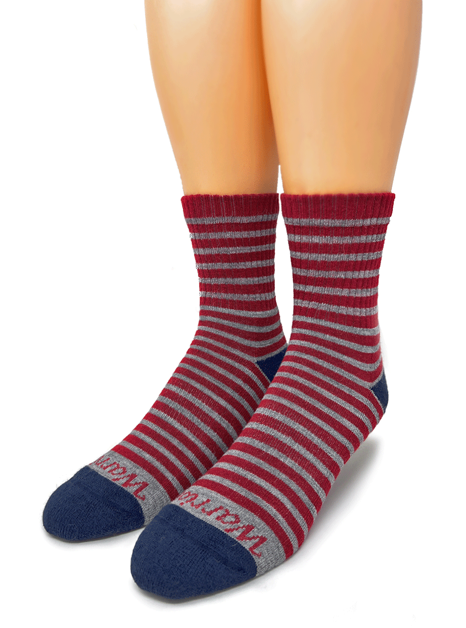 Retro Mini-Stripe Quarter Crew - Socks for All Ages | Warrior Alpaca Socks