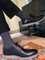 Warrior Baby Alpaca Dress Socks in grey on business casual model wearing dress shoes.