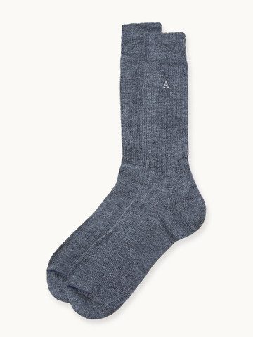 Premium baby alpaca dress crew socks in denim