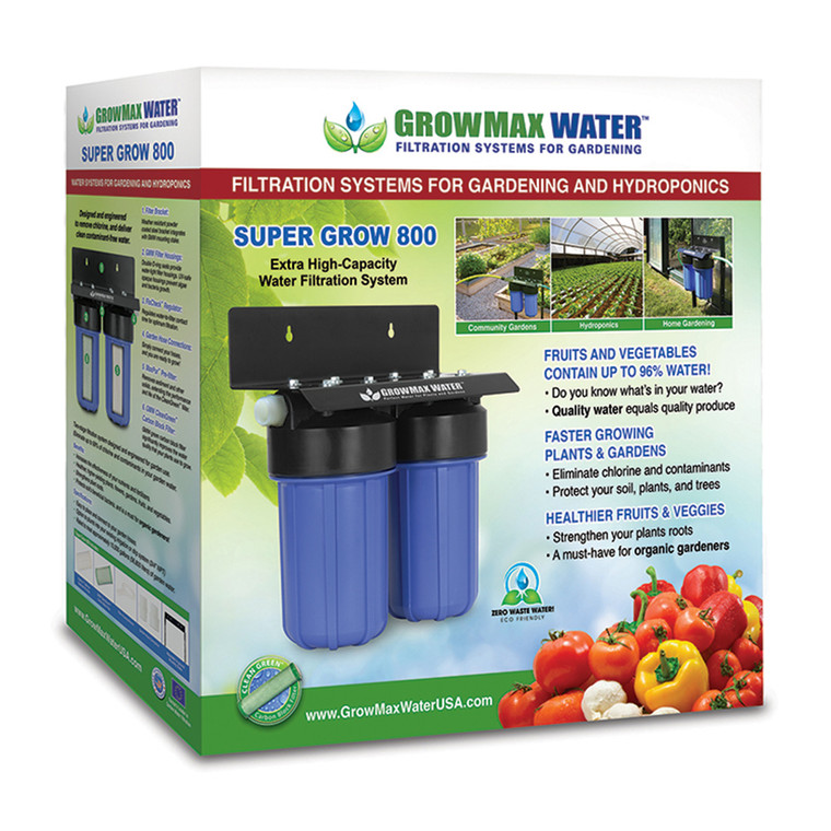 GrowMax Water SUPER GROW 800 - High-Capacity Garden Water Filtration System - Eliminate up to 99% of Chlorine and Contaminants (15,000 gallons / 56,850 liters)