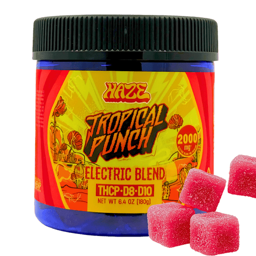 Haze Electric Blend Tropical Punch Sativa Gummies 2000mg jar