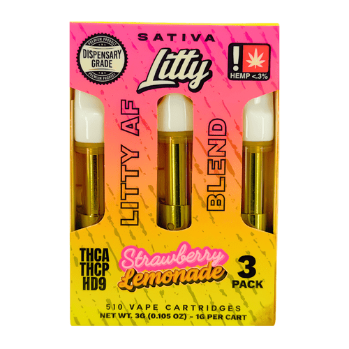 Litty AF Blend 3-Pack vape carts with THCA, THCP, and HD9 blend