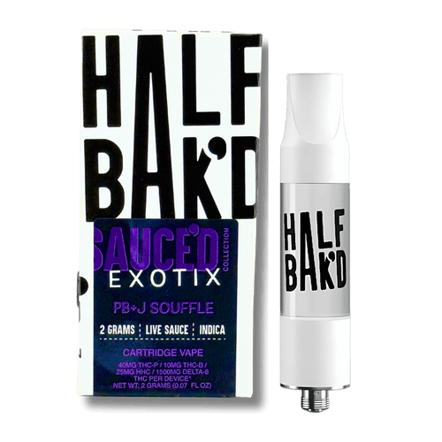Half Bak'd Sauce'd Exotix THC-P live resin cartridge
