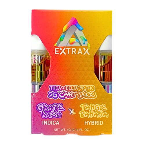 Delta Extrax Adios Tangie Banana × Grape Kush THCA dual carts