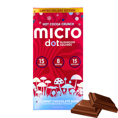 micro dot functional mushroom chocolate squares
