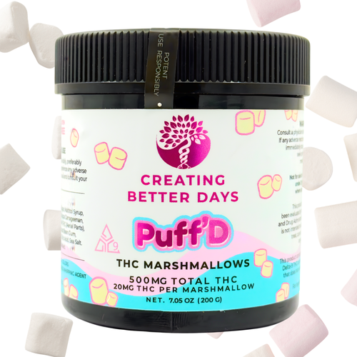 Creating Better Days puff'd THC marshmallows 500mg vanilla hemp