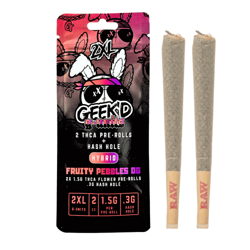 Geek'd G-Units 2XL hash holes THCa pre-rolls fruity pebbles OG hybrid 3.6g
