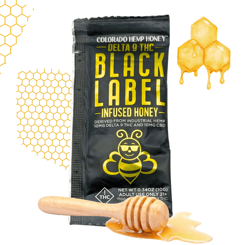 Colorado Hemp Honey Black Label Delta-9 THC CBD honey sachet 20mg