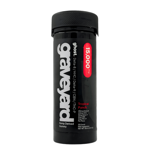 Ghost Hemp Graveyard Blend Gummies D8 HHC THCp CBN 15000mg jar