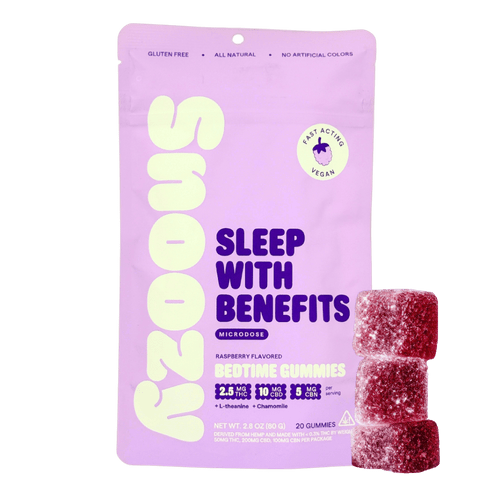 Snoozy microdose bedtime gummies resealable bag 20 count