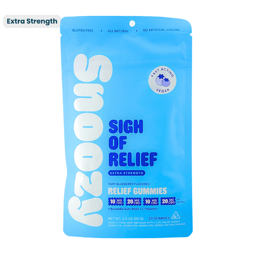 Snoozy Sigh of Relief Extra Strength 10mg blueberry gummies