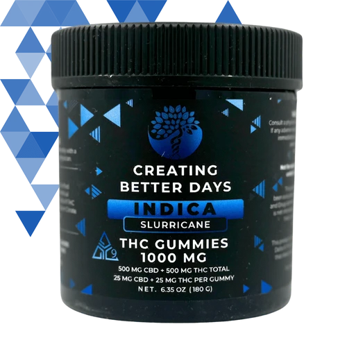 Creating Better Days Slurricane Indica Gummies 1000mg jar