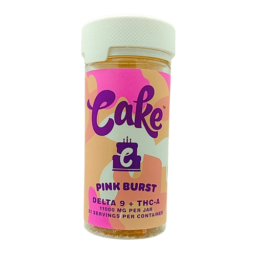 Cake Delta 9 THCA gummies pink burst 523mg jar