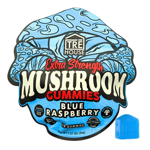 Tre House Blue Raspberry Mushroom Gummies 10-Count Pouch