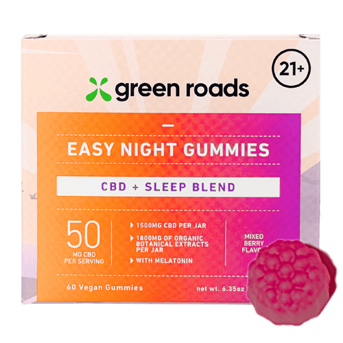 Green Roads Easy Night CBD melatonin gummies 60ct bottle