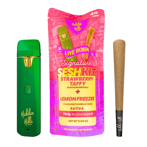 Hidden Hills Strawberry Taffy Lemon Freeze live rosin disposable
