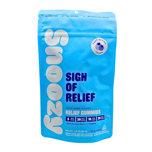 Snoozy Sigh of Relief 5mg THC relief gummies blueberry 20-count