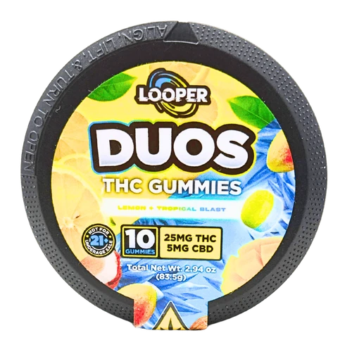 Looper Duos Lemon Tropical Blast Delta-9 THC gummies jar