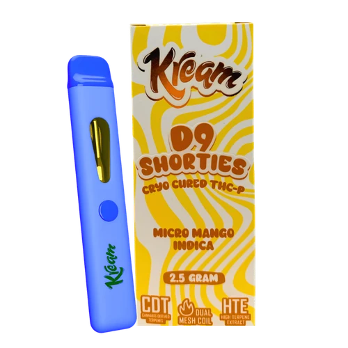 Kream D9 Shorties Micro Mango Indica cryo-cured THC-P disposable vape