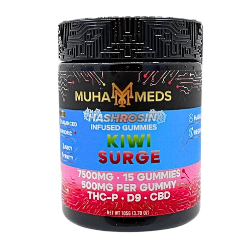 Muha Meds Hash Rosin Gummies Kiwi Surge Hybrid 500mg THC-P