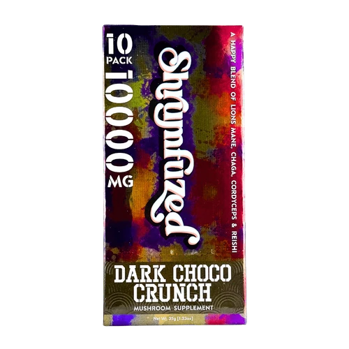 Shrumfuzed Dark Choco Crunch mushroom chocolates with crispy rice, 10 pack, 10000mg