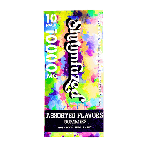 Shrumfuzed Assorted Flavors mushroom gummies 10 pack, 10000mg nootropic mushroom blend box