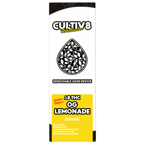 Cultiv8 OG Lemonade Delta-8 disposable vape sativa