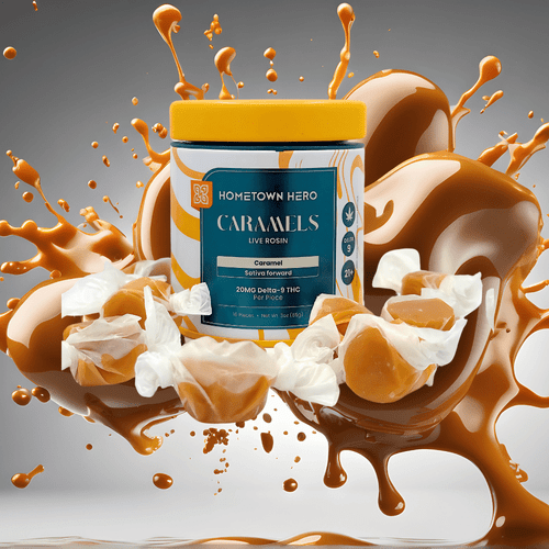hometown hero delta-9 live rosin caramels 20mg individually wrapped