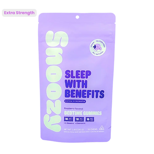 Snoozy Sleep With Benefits Extra Strength 10mg raspberry gummies
