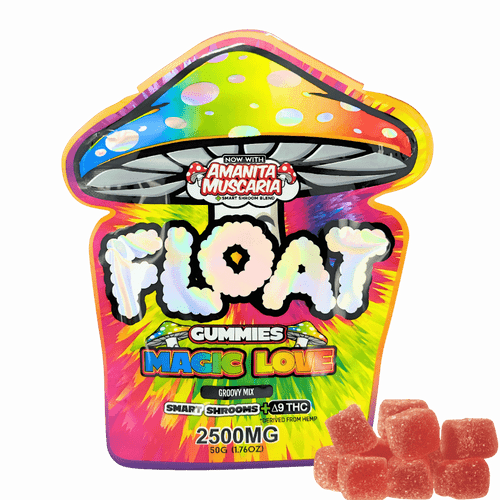 Float Magic Love groovy mix shrooms Delta-9 gummies no psilocybin