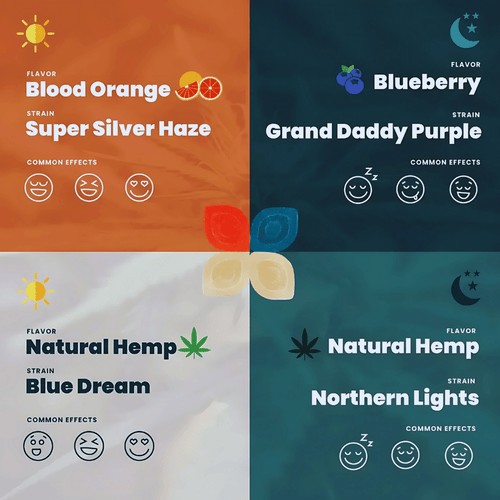 Hometown Hero 5mg THC CBD live rosin gummies sativa indica sampler pack