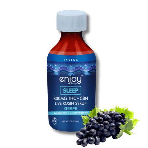 Enjoy Hemp Delta-9 Syrup Boost Grape Sativa live rosin 5mg serving
