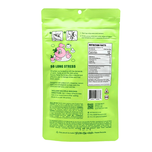 Snoozy Stress Relief Gummies Delta-9 THC CBD Ashwagandha L-Theanine