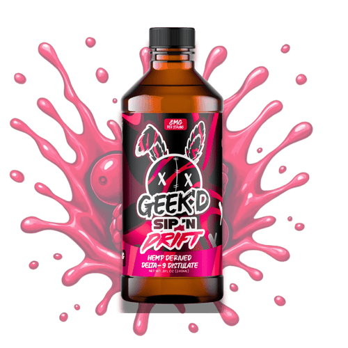 Geek'd Sip N Drift delta-9 THC syrup 8mg per serving 8oz